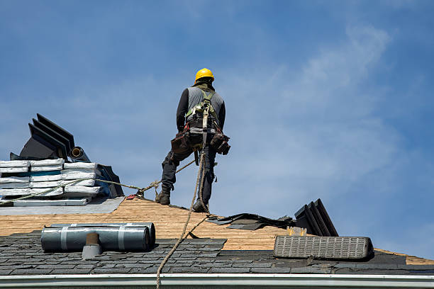Professional Gutter Installation technician working in Hooppole, IL